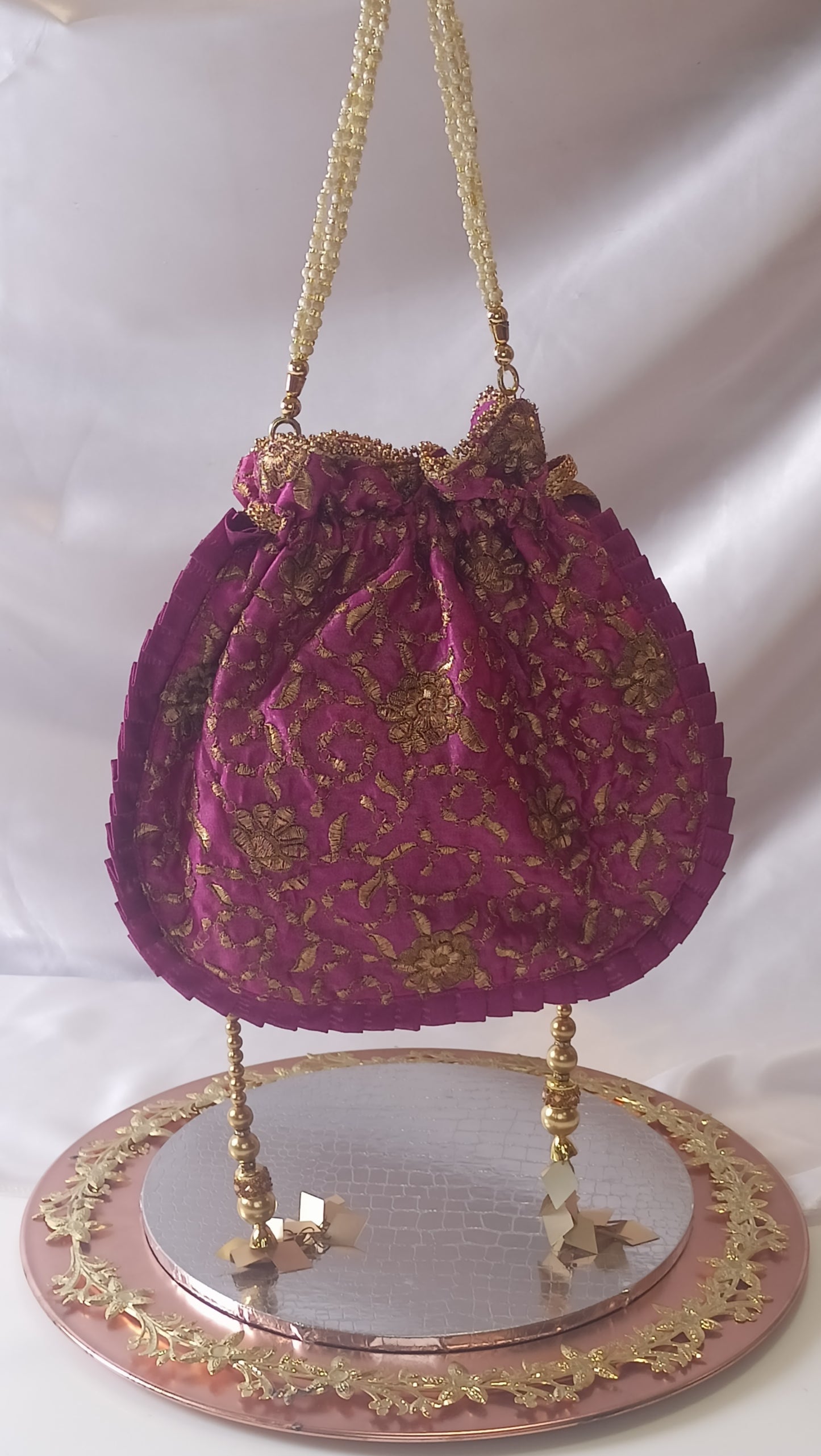 FLORAL MAGENTA POTLI BAG