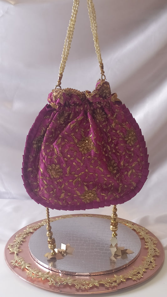 FLORAL MAGENTA POTLI BAG