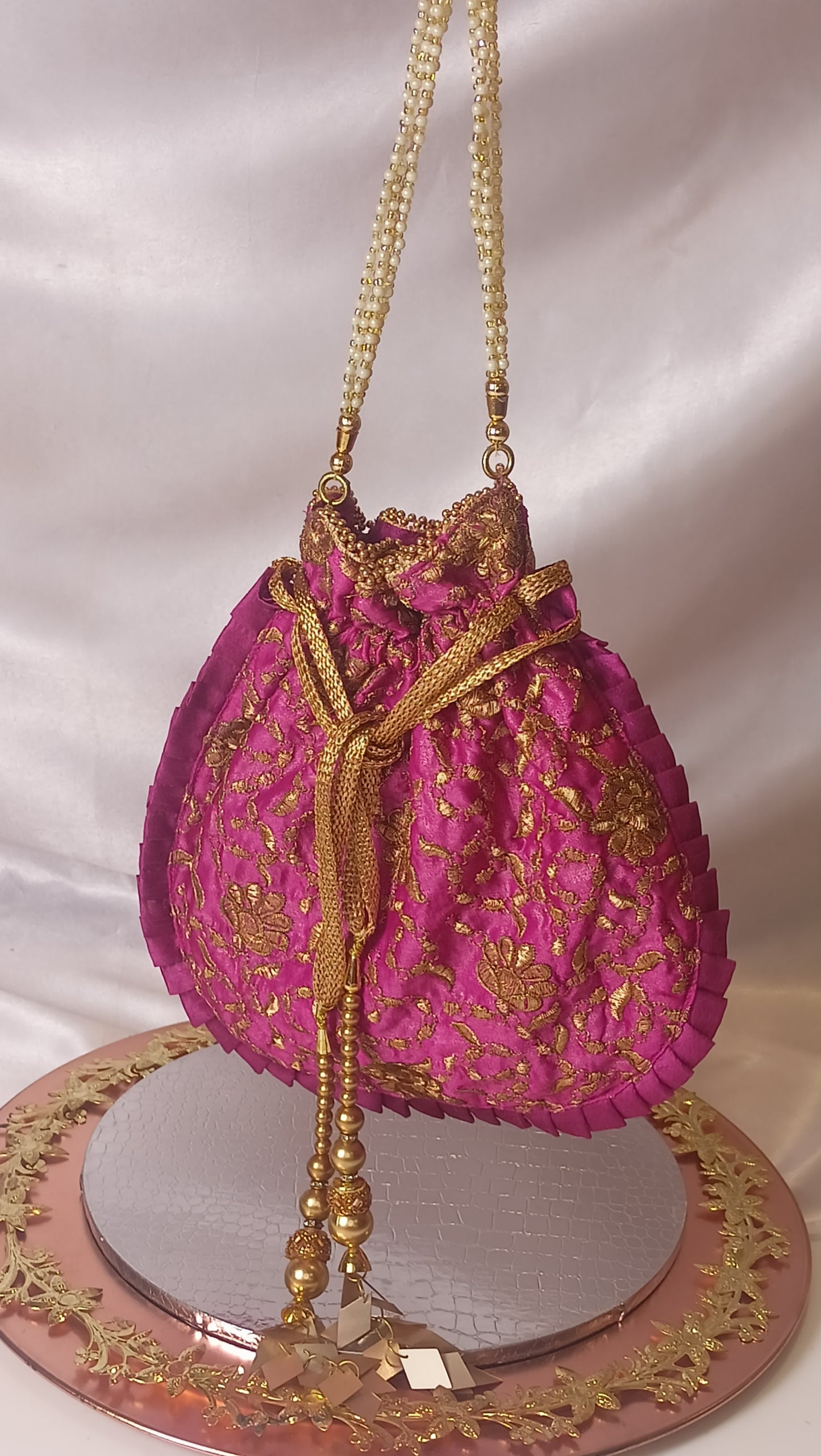 FLORAL MAGENTA POTLI BAG