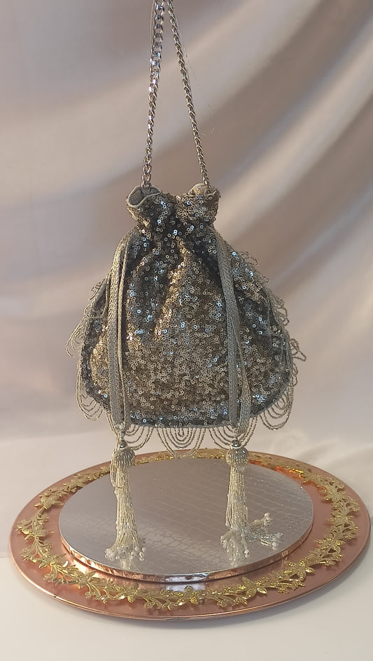 LAIRA SILVER POTLI BAG