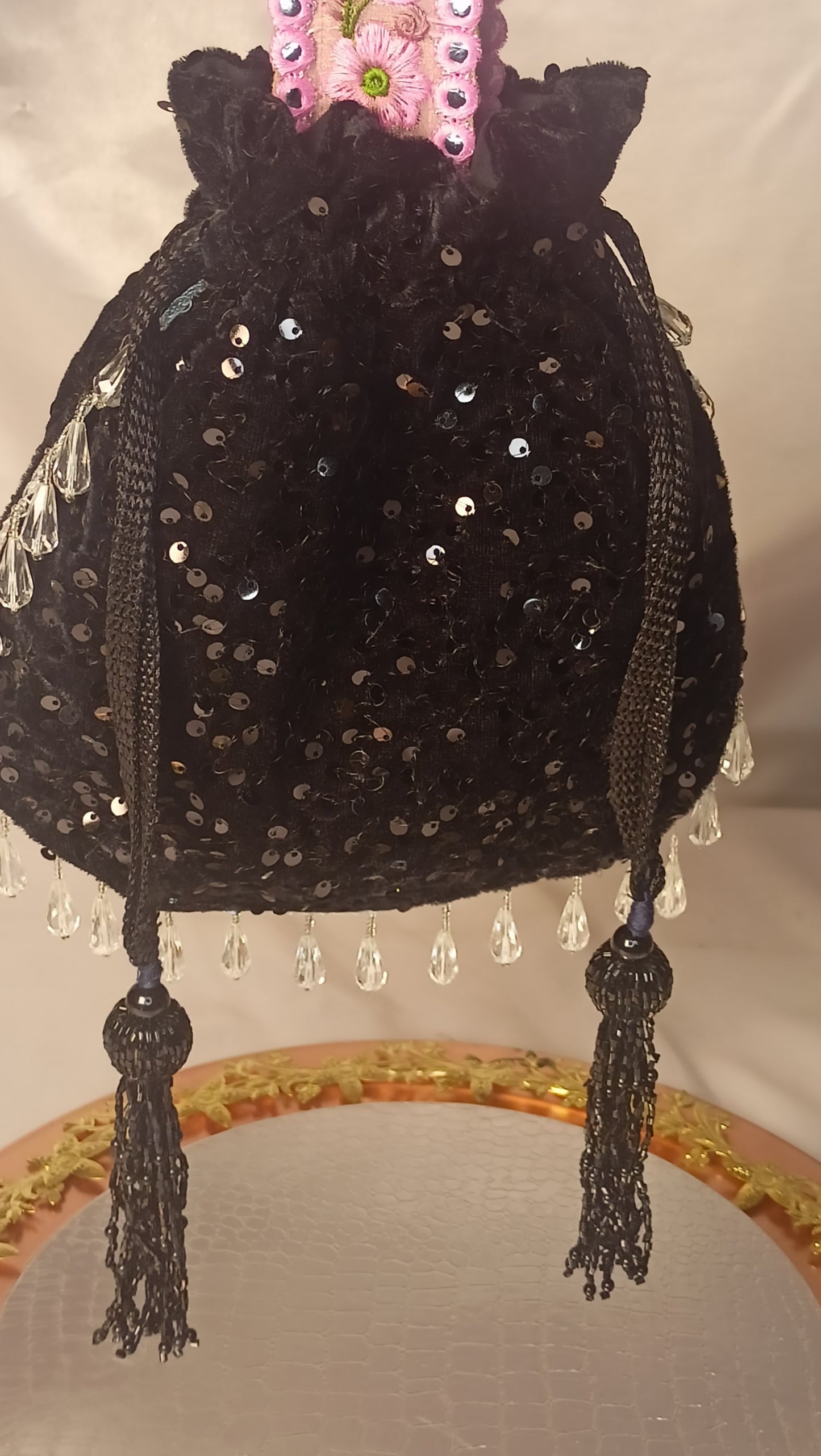 ADA BLACK VELVET POTLI BAG