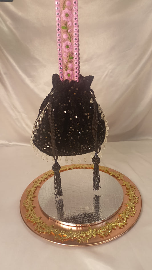 ADA BLACK VELVET POTLI BAG