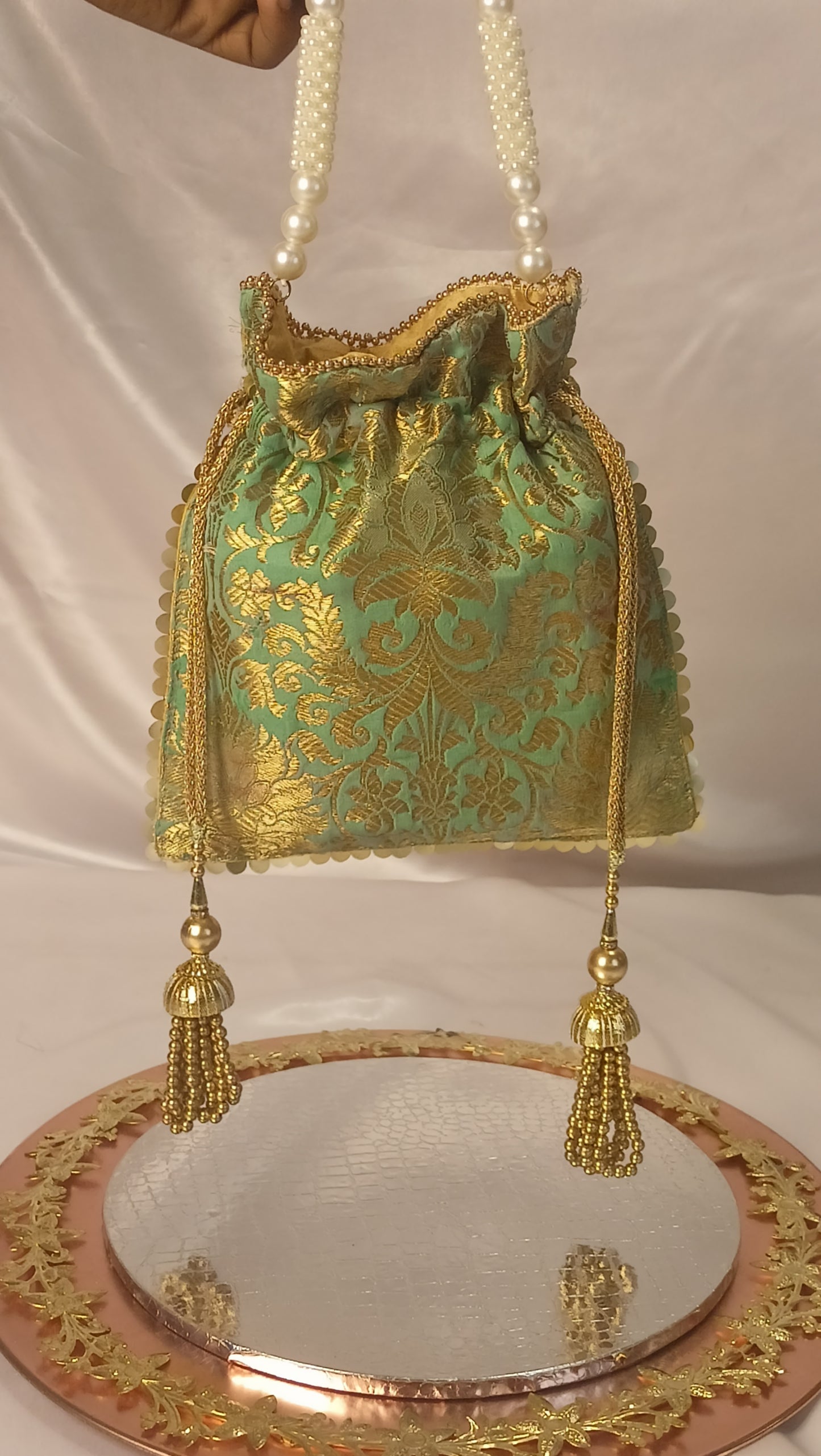 KASHI BANARASI POTLI BAG-GREEN