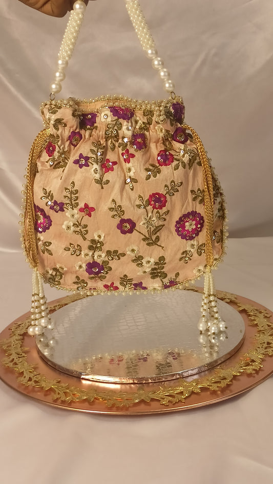 HERITAGE PEACH POTLI BAG