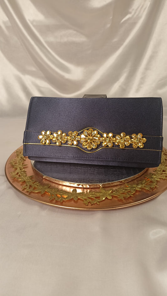 BLUE GOLDEN STONE FLAP CLUTCH