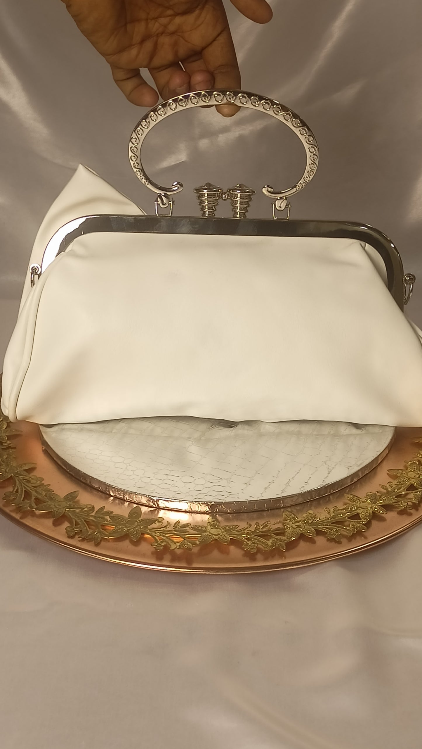 DESIGNER WHITE STONE CLUTCH