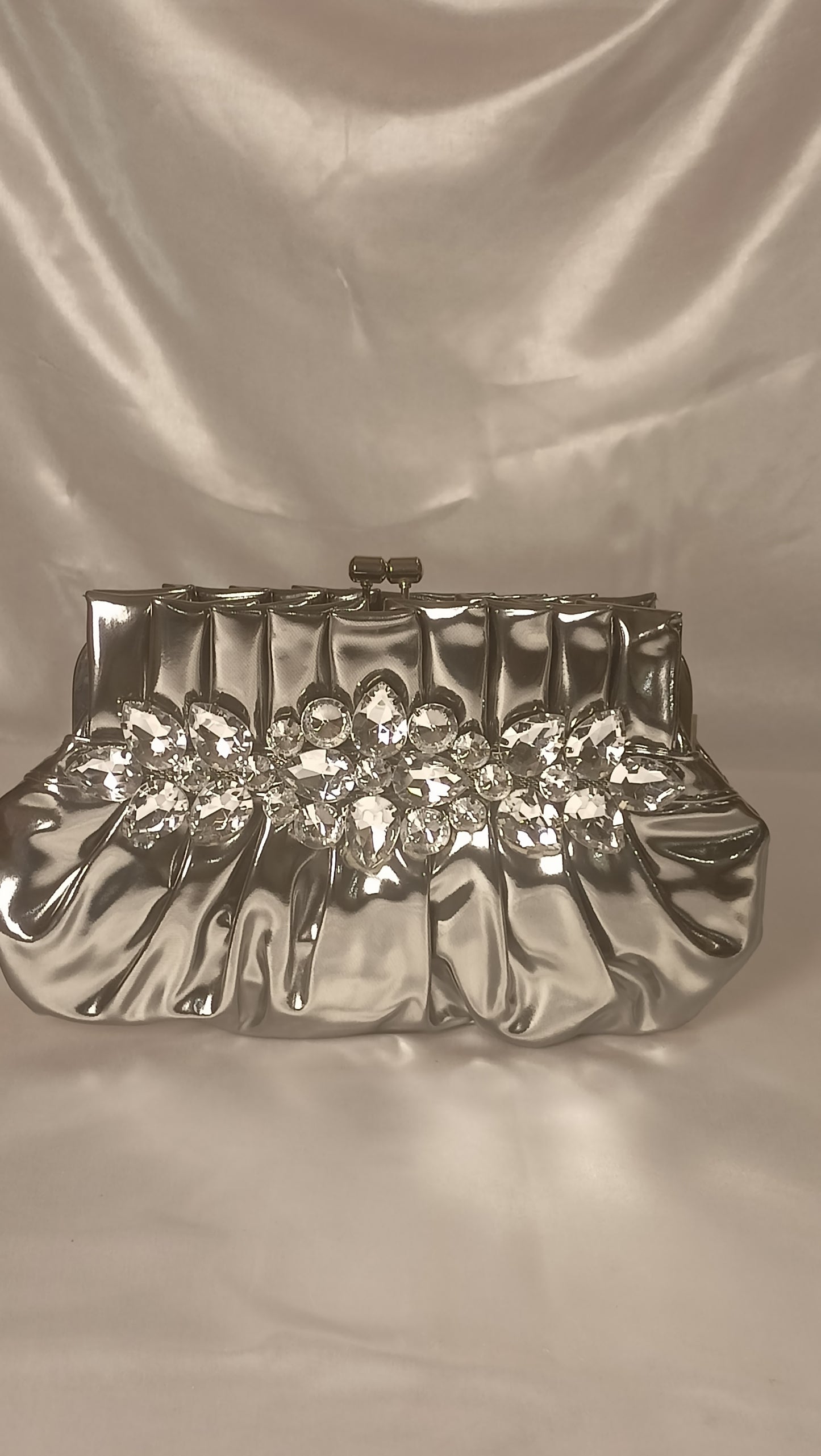 Designer Silver stone clutch