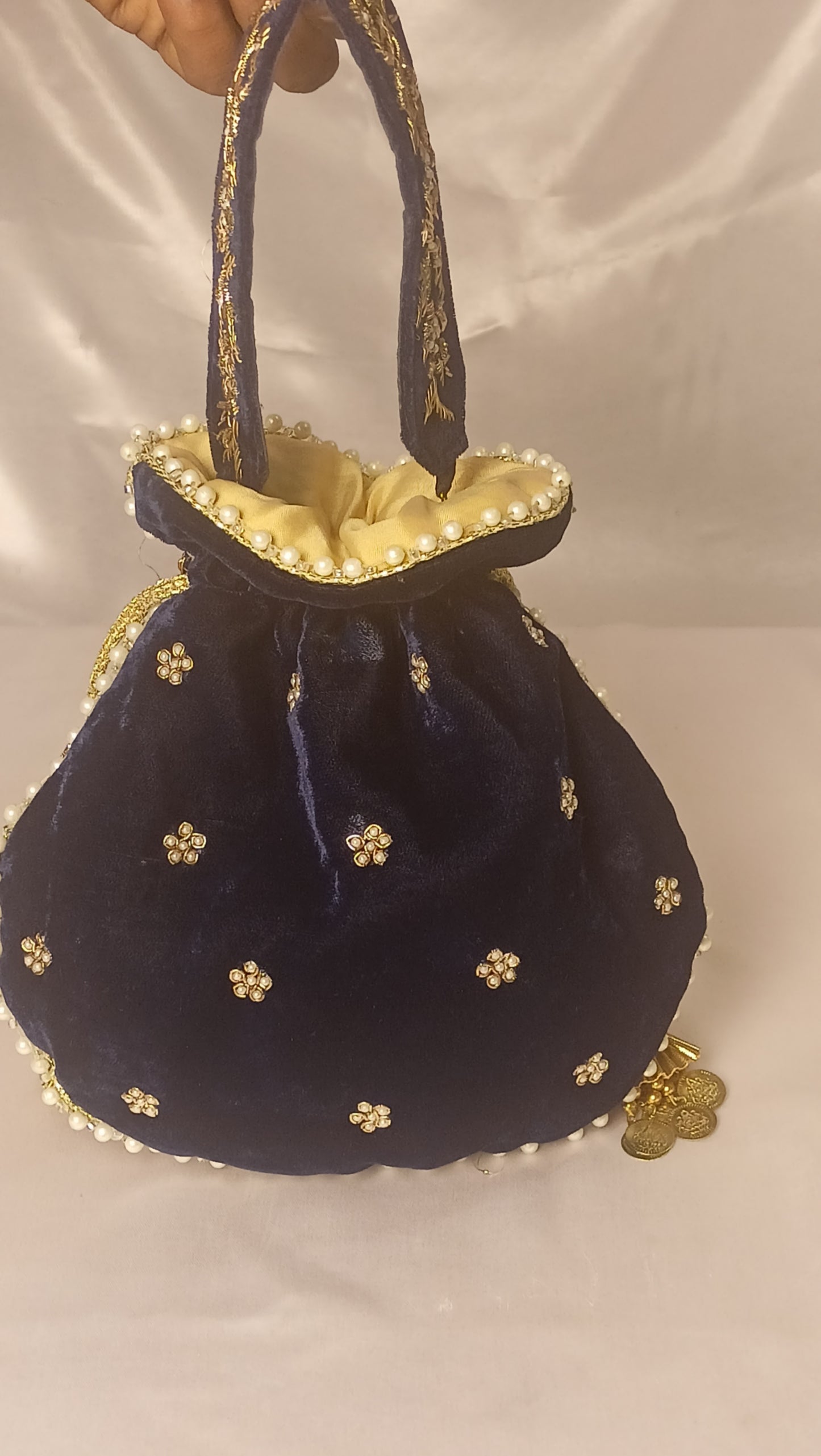 BLUE VELVET VIVAAH POTLI BAG